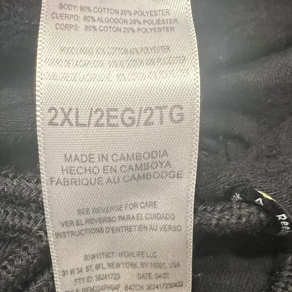 Reebok 2XL Black Pullover Hoodie Big Logo Gym Streetwear Unisex - Picture 6 of 10